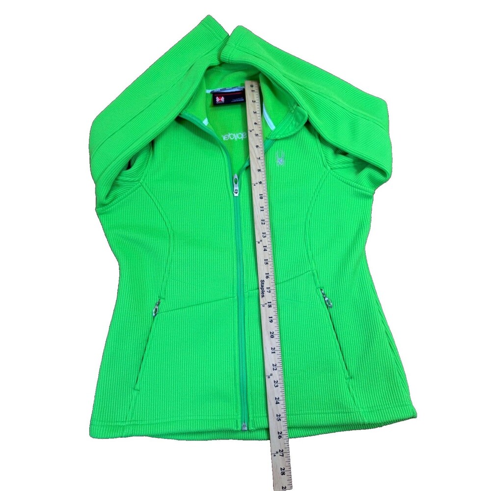 Spyder Women's Core Sweater Active Jacket Neon Lime Green Full Zip Knit Y2K L - Picture 8 of 15